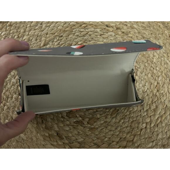 FOSSIL Glasses Sunglasses Case w/Magnetic Closure Gray w/Multicolor Dots - Picture 6 of 8